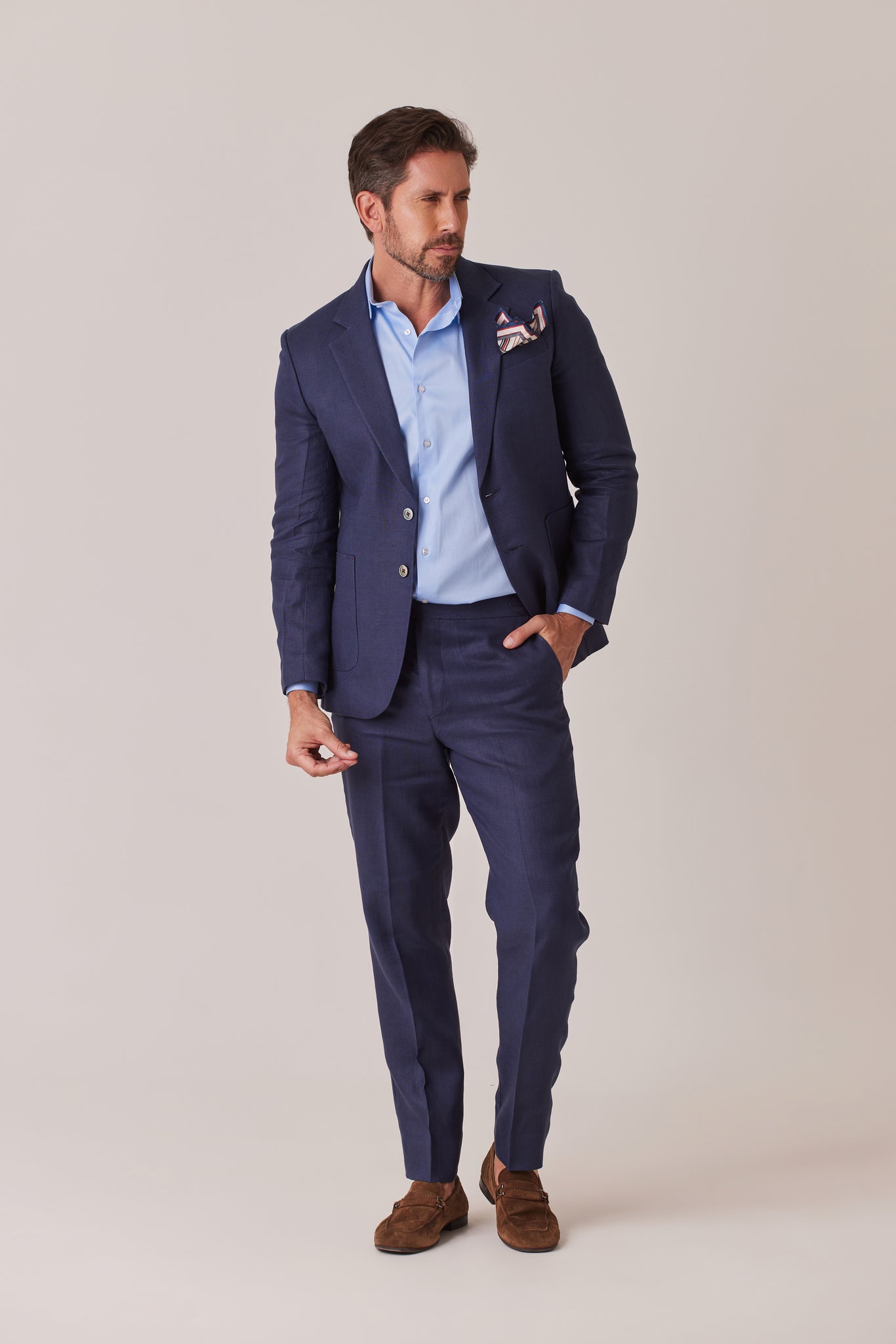 SUIT EN LINO AZUL OSCURO