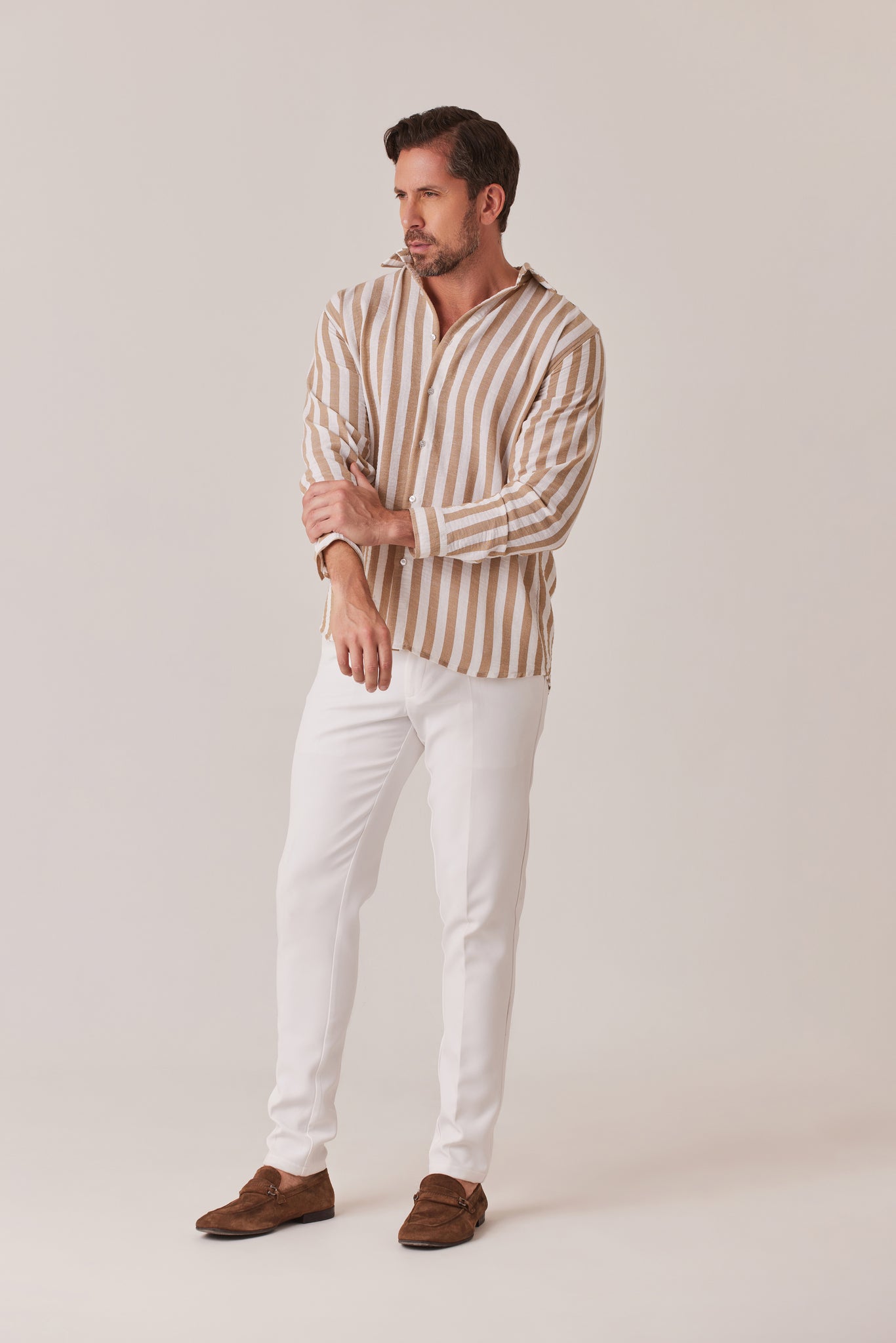 CAMISA DE LINO ALGODÓN A RAYAS