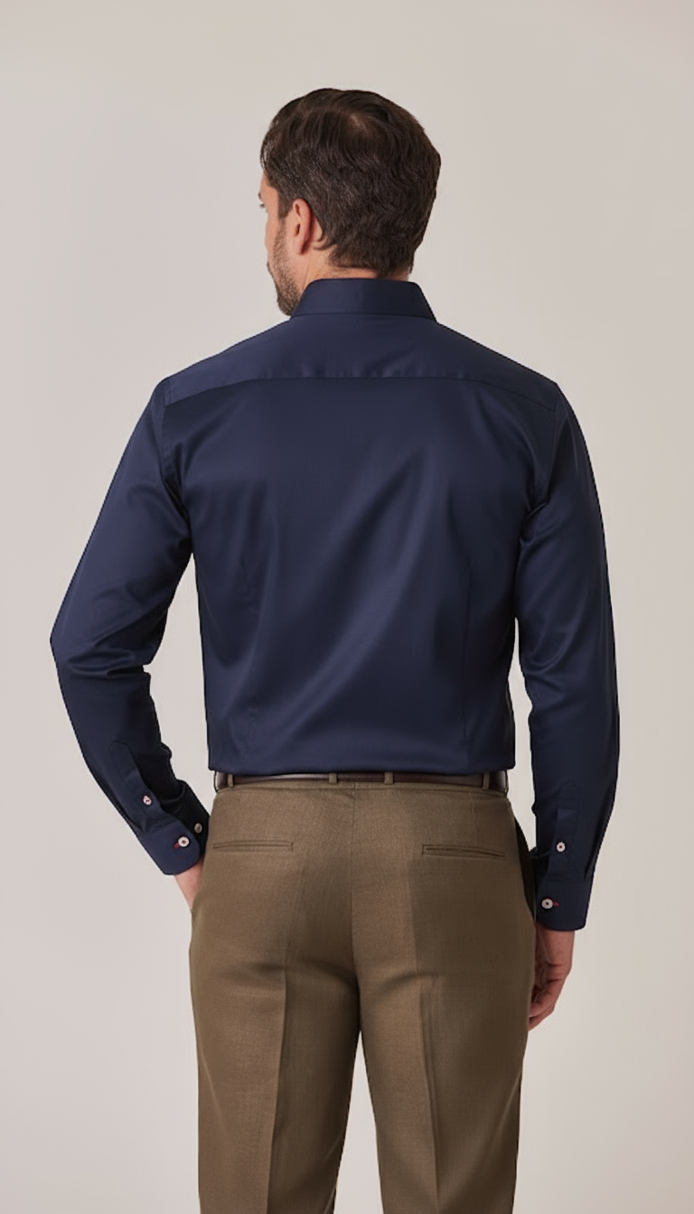 CAMISA DE ALGODON NAVY/LIB ROJA