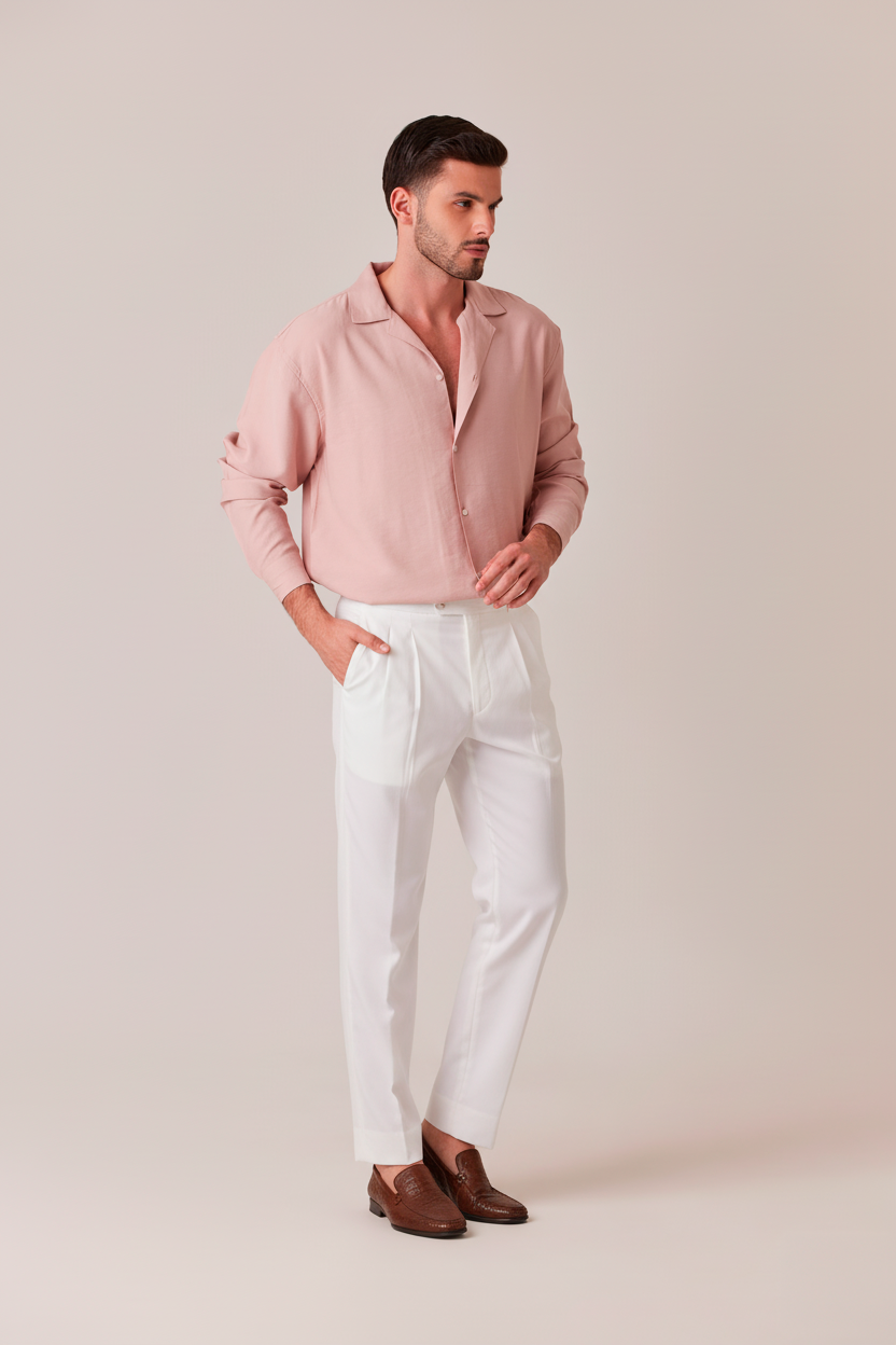 PANTALÓN DE PRETINA DOBLE OFF WHITE