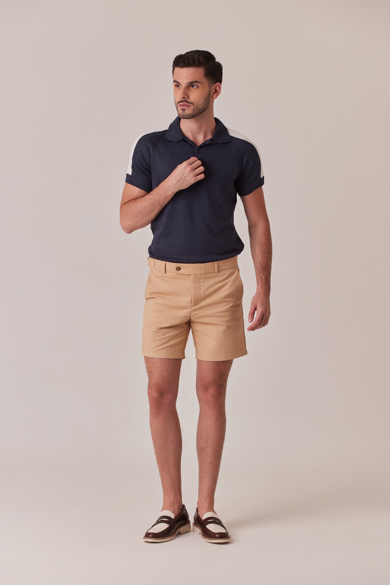 POLO CARMINE AZUL MARFIL