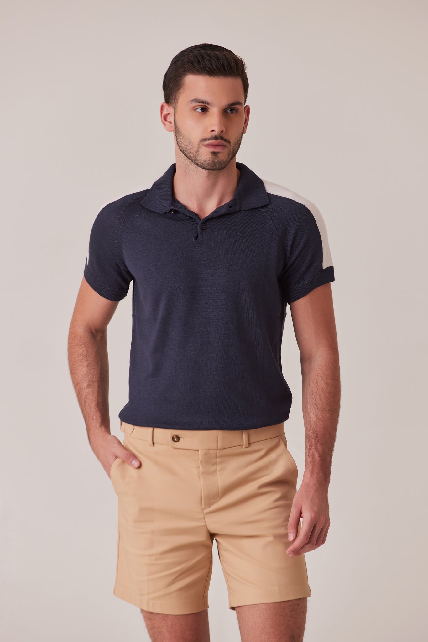 POLO CARMINE AZUL MARFIL