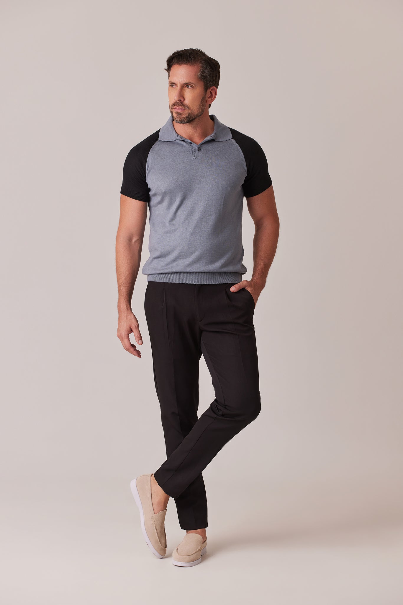 POLO CIPRESSI AZUL CON NEGRO