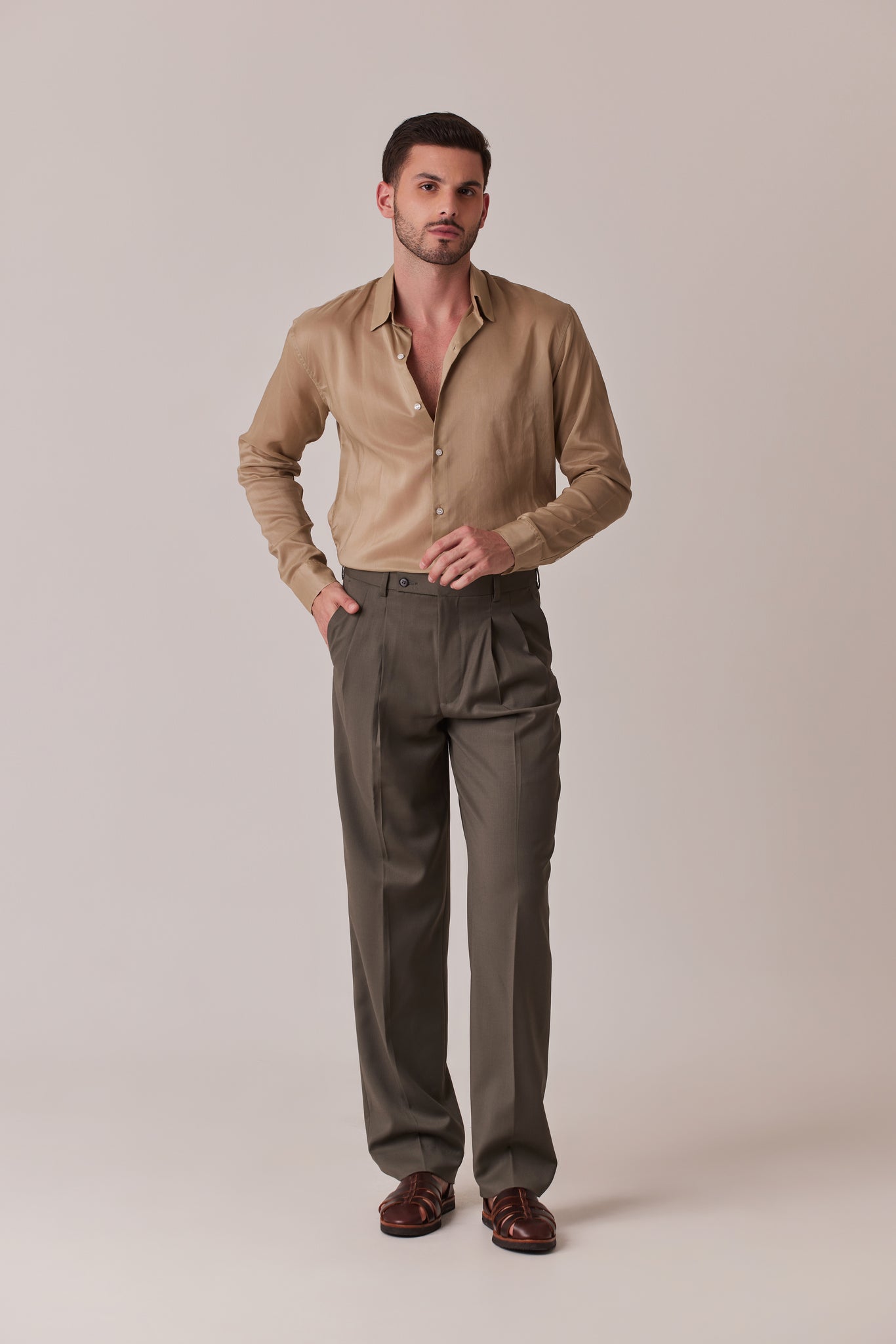 CAMISA DE ALGODÓN DE SEDA  CHAMPAGNE