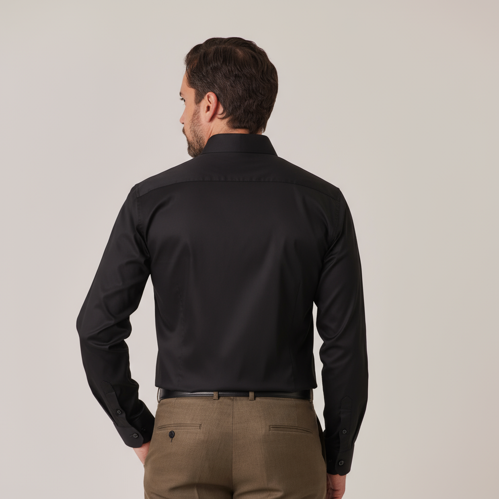 CAMISA DE ALGODON NEGRO/LIB OCRE